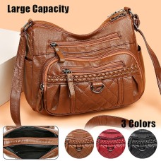 Women's Crossbody Bag Shoulder Bag Hobo Bag PU Leather Outdoor Daily Holiday Buttons Zipper Large Capacity Waterproof Lightweight Solid Color Black Red Brown