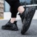 Men's Sneakers Fleece lined Walking Vintage Casual Outdoor Daily Leather Warm Height Increasing Comfortable Lace-up Black White Fall Winter