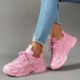 Women's Sneakers Canvas Shoes Pink Shoes Driving Shoes Height Increasing Shoes Outdoor Daily Solid Color Color Block Summer Flat Heel Wedge Heel Round Toe Casual Preppy Running Tennis Shoes PU Lace-up