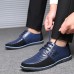 Men's Shoes Sneakers Oxfords Derby Shoes Leather Shoes Dress Shoes Dress Loafers Walking Casual Chinoiserie British Daily Party & Evening Leather Cowhide Warm Booties / Ankle Boots Lace-up Black Blue