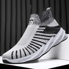 Men's Sneakers Plus Size Flyknit Shoes Walking Casual Daily Knit Comfortable Booties / Ankle Boots Loafer Black Gray Spring Fall