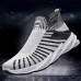 Men's Sneakers Plus Size Flyknit Shoes Walking Casual Daily Knit Comfortable Booties / Ankle Boots Loafer Black Gray Spring Fall