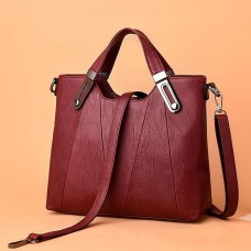 Women's Handbag Leather Daily Holiday Large Capacity Waterproof Breathable Solid Color Wine Black Blue