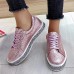 Women's Sneakers Bling Bling Shoes Fantasy Shoes Platform Sneakers Outdoor Daily Color Block Sparkling Glitter Platform Flat Heel Round Toe Fashion Sporty Casual Walking Glitter Loafer Silver Black