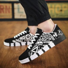 Men's Sneakers Crib Shoes Animal Print Printed Shoes Skate Shoes Walking Sporty Classic Casual Athletic Daily Canvas Breathable Non-slipping Shock Absorbing Booties / Ankle Boots Lace-up Black White