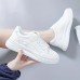 Women's Sneakers Platform Sneakers White Shoes Outdoor Daily Winter Flat Heel Round Toe Fashion Sporty Casual Walking PU Lace-up White Green Gray