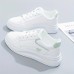 Women's Sneakers Platform Sneakers White Shoes Outdoor Daily Winter Flat Heel Round Toe Fashion Sporty Casual Walking PU Lace-up White Green Gray