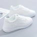 Women's Sneakers Platform Sneakers White Shoes Outdoor Daily Winter Flat Heel Round Toe Fashion Sporty Casual Walking PU Lace-up White Green Gray