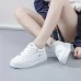 Women's Sneakers Platform Sneakers White Shoes Outdoor Daily Winter Flat Heel Round Toe Fashion Sporty Casual Walking PU Lace-up White Green Gray