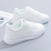 Women's Sneakers Platform Sneakers White Shoes Outdoor Daily Winter Flat Heel Round Toe Fashion Sporty Casual Walking PU Lace-up White Green Gray