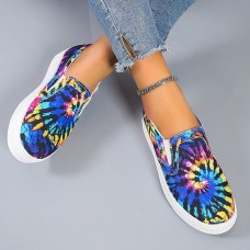 Women's Sneakers Slip-Ons Plus Size Canvas Shoes Slip-on Sneakers Daily Floral Flat Heel Round Toe Casual Canvas Loafer Black Blue Green