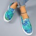 Women's Sneakers Slip-Ons Plus Size Canvas Shoes Slip-on Sneakers Daily Floral Flat Heel Round Toe Casual Canvas Loafer Black Blue Green