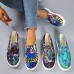 Women's Sneakers Slip-Ons Plus Size Canvas Shoes Slip-on Sneakers Daily Floral Flat Heel Round Toe Casual Canvas Loafer Black Blue Green