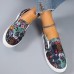 Women's Sneakers Slip-Ons Plus Size Canvas Shoes Slip-on Sneakers Daily Floral Flat Heel Round Toe Casual Canvas Loafer Black Blue Green