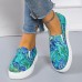 Women's Sneakers Slip-Ons Plus Size Canvas Shoes Slip-on Sneakers Daily Floral Flat Heel Round Toe Casual Canvas Loafer Black Blue Green