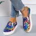 Women's Sneakers Slip-Ons Plus Size Canvas Shoes Slip-on Sneakers Daily Floral Flat Heel Round Toe Casual Canvas Loafer Black Blue Green