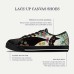 Women's Sneakers Print Shoes Canvas Shoes Daily Floral Cat Flat Heel Fashion Classic Casual Canvas Lace-up Black