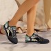 Women's Sneakers Print Shoes Canvas Shoes Daily Floral Cat Flat Heel Fashion Classic Casual Canvas Lace-up Black