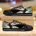 Women's Sneakers Print Shoes Canvas Shoes Daily Floral Cat Flat Heel Fashion Classic Casual Canvas Lace-up Black