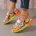 Women's Sneakers Canvas Shoes Plus Size Canvas Shoes Comfort Shoes Outdoor Geometric Color Block Summer Flat Heel Round Toe Fashion Casual Running Canvas Lace-up Rainbow