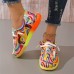 Women's Sneakers Canvas Shoes Plus Size Canvas Shoes Comfort Shoes Outdoor Geometric Color Block Summer Flat Heel Round Toe Fashion Casual Running Canvas Lace-up Rainbow