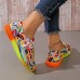 Women's Sneakers Canvas Shoes Plus Size Canvas Shoes Comfort Shoes Outdoor Geometric Color Block Summer Flat Heel Round Toe Fashion Casual Running Canvas Lace-up Rainbow