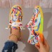 Women's Sneakers Canvas Shoes Plus Size Canvas Shoes Comfort Shoes Outdoor Geometric Color Block Summer Flat Heel Round Toe Fashion Casual Running Canvas Lace-up Rainbow