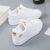 Women's Sneakers White Shoes Comfort Shoes Daily Solid Color Floral Summer Flat Heel Round Toe Fashion Casual Comfort Faux Leather Lace-up Silver Gold