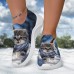 Women's Sneakers Slip-Ons Print Shoes Animal Print Plus Size Outdoor Daily Cat 3D Flat Heel Fashion Casual Tissage Volant Yellow Red Blue