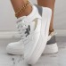 Women's Sneakers White Shoes Platform Sneakers White Shoes Outdoor Daily Summer Platform Fashion Casual Preppy PU Lace-up White Light Grey