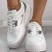 Women's Sneakers White Shoes Platform Sneakers White Shoes Outdoor Daily Summer Platform Fashion Casual Preppy PU Lace-up White Light Grey