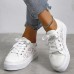 Women's Sneakers Plus Size Canvas Shoes Platform Sneakers Outdoor Daily Color Block Summer Cut Out Lace Flat Heel Round Toe Sporty Casual Minimalism Walking Lace Tissage Volant Lace-up White