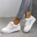 Women's Sneakers Plus Size Canvas Shoes Platform Sneakers Outdoor Daily Color Block Summer Cut Out Lace Flat Heel Round Toe Sporty Casual Minimalism Walking Lace Tissage Volant Lace-up White