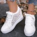 Women's Sneakers Height Increasing Shoes Platform Sneakers White Shoes Daily Solid Color Plaid Hollow-out Summer Satin Flower Lace Lace-up Wedge Heel Hidden Heel Round Toe Elegant Fashion Sporty Lace