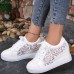 Women's Sneakers Height Increasing Shoes Platform Sneakers White Shoes Daily Solid Color Plaid Hollow-out Summer Satin Flower Lace Lace-up Wedge Heel Hidden Heel Round Toe Elegant Fashion Sporty Lace