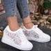 Women's Sneakers Height Increasing Shoes Platform Sneakers White Shoes Daily Solid Color Plaid Hollow-out Summer Satin Flower Lace Lace-up Wedge Heel Hidden Heel Round Toe Elegant Fashion Sporty Lace