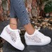 Women's Sneakers Height Increasing Shoes Platform Sneakers White Shoes Daily Solid Color Plaid Hollow-out Summer Satin Flower Lace Lace-up Wedge Heel Hidden Heel Round Toe Elegant Fashion Sporty Lace