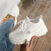 Women's Sneakers White Shoes Height Increasing Shoes Platform Sneakers Dad Shoes Work Daily Solid Color Tassel Platform Wedge Heel Round Toe Fashion Casual Running Walking PU Lace-up Black White