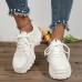 Women's Sneakers White Shoes Height Increasing Shoes Platform Sneakers Dad Shoes Work Daily Solid Color Tassel Platform Wedge Heel Round Toe Fashion Casual Running Walking PU Lace-up Black White