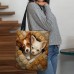 Women's Tote Shoulder Bag Fluffy Bag Polyester Outdoor Shopping Daily Print Large Capacity Lightweight Durable Dog Earth Yellow Yellow Khaki