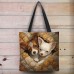 Women's Tote Shoulder Bag Fluffy Bag Polyester Outdoor Shopping Daily Print Large Capacity Lightweight Durable Dog Earth Yellow Yellow Khaki