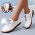 Women's Flats White Shoes Barefoot shoes Comfort Shoes Outdoor Daily Solid Color Summer Low Heel Round Toe Casual Comfort Minimalism Walking Faux Leather Elastic Band White Beige