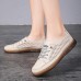 Women's Flats White Shoes Barefoot shoes Comfort Shoes Outdoor Daily Solid Color Summer Low Heel Round Toe Casual Comfort Minimalism Walking Faux Leather Elastic Band White Beige