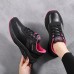 Women's Sneakers Plus Size Platform Sneakers Outdoor Solid Color Summer Flat Heel Round Toe Fashion Sporty Casual Walking PU Lace-up Black Rose Pink