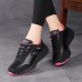 Women's Sneakers Plus Size Platform Sneakers Outdoor Solid Color Summer Flat Heel Round Toe Fashion Sporty Casual Walking PU Lace-up Black Rose Pink