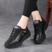 Women's Sneakers Plus Size Platform Sneakers Outdoor Solid Color Summer Flat Heel Round Toe Fashion Sporty Casual Walking PU Lace-up Black Rose Pink