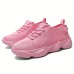 Women's Sneakers Pink Shoes Plus Size Comfort Shoes Outdoor Daily Solid Color Summer Flat Heel Round Toe Fashion Casual Comfort Running Tissage Volant Loafer fluorescent green Black Pink