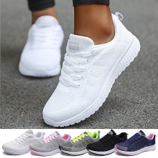 Women's Sneakers Plus Size Outdoor Daily Color Block Summer Flat Heel Round Toe Fashion Sporty Casual Running Walking Tissage Volant Lace-up Black White Blue