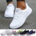 Women's Sneakers Plus Size Outdoor Daily Color Block Summer Flat Heel Round Toe Fashion Sporty Casual Running Walking Tissage Volant Lace-up Black White Blue