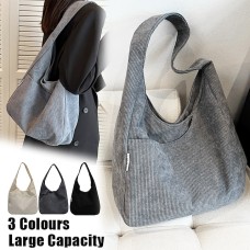 Women's Crossbody Bag Shoulder Bag Hobo Bag Corduroy Outdoor Daily Holiday Large Capacity Lightweight Durable Solid Color off white Black Grey